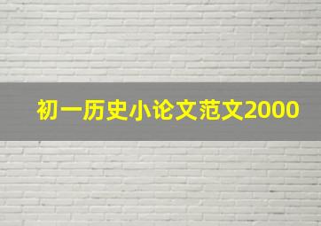 初一历史小论文范文2000