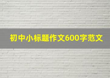 初中小标题作文600字范文