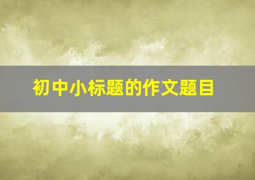 初中小标题的作文题目