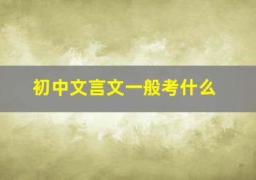 初中文言文一般考什么