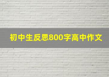 初中生反思800字高中作文