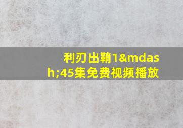 利刃出鞘1—45集免费视频播放