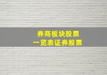 券商板块股票一览表证券股票