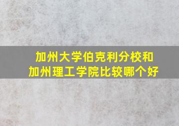 加州大学伯克利分校和加州理工学院比较哪个好