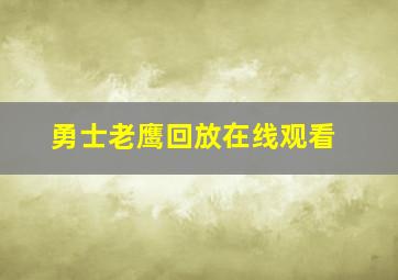 勇士老鹰回放在线观看