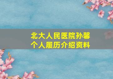 北大人民医院孙馨个人履历介绍资料