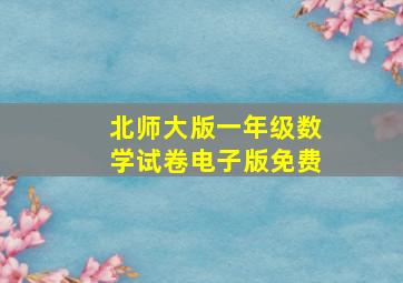 北师大版一年级数学试卷电子版免费