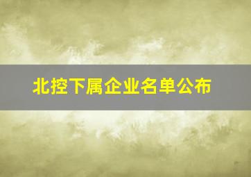 北控下属企业名单公布