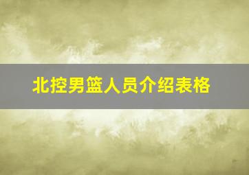 北控男篮人员介绍表格