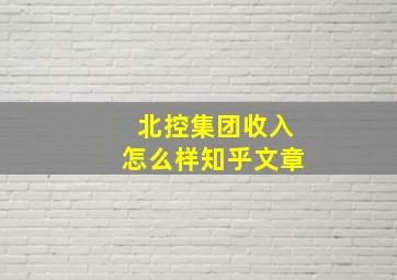 北控集团收入怎么样知乎文章