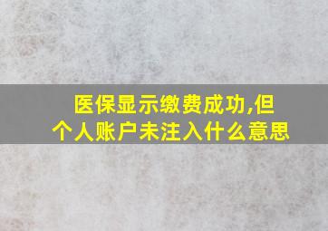 医保显示缴费成功,但个人账户未注入什么意思