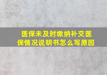 医保未及时缴纳补交医保情况说明书怎么写原因