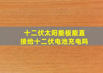 十二伏太阳能板能直接给十二伏电池充电吗