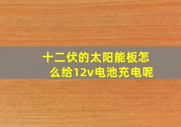 十二伏的太阳能板怎么给12v电池充电呢