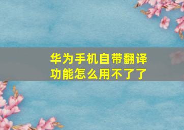 华为手机自带翻译功能怎么用不了了