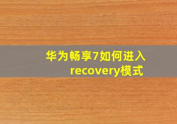 华为畅享7如何进入recovery模式