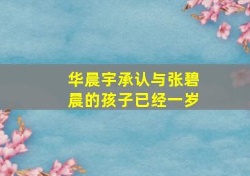 华晨宇承认与张碧晨的孩子已经一岁