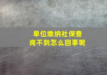 单位缴纳社保查询不到怎么回事呢