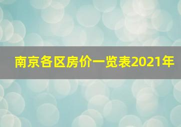 南京各区房价一览表2021年