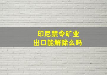 印尼禁令矿业出口能解除么吗