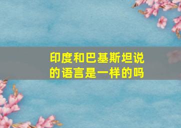 印度和巴基斯坦说的语言是一样的吗