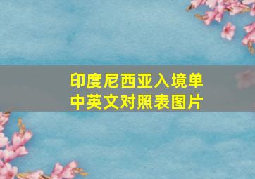 印度尼西亚入境单中英文对照表图片