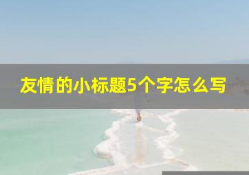 友情的小标题5个字怎么写