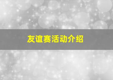 友谊赛活动介绍