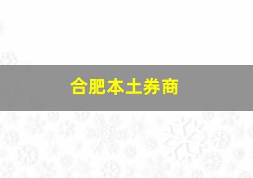 合肥本土券商