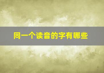 同一个读音的字有哪些