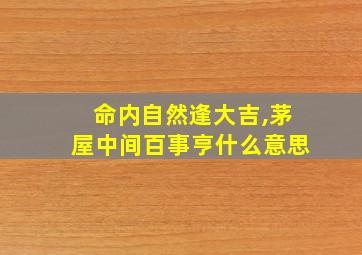 命内自然逢大吉,茅屋中间百事亨什么意思