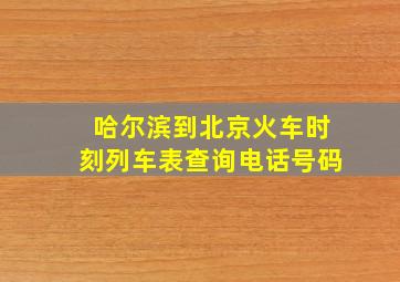 哈尔滨到北京火车时刻列车表查询电话号码