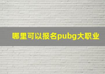 哪里可以报名pubg大职业