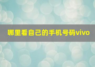 哪里看自己的手机号码vivo