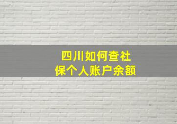 四川如何查社保个人账户余额