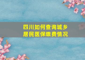 四川如何查询城乡居民医保缴费情况