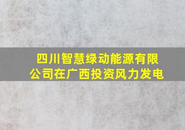 四川智慧绿动能源有限公司在广西投资风力发电