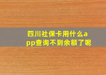 四川社保卡用什么app查询不到余额了呢