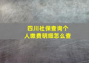 四川社保查询个人缴费明细怎么查