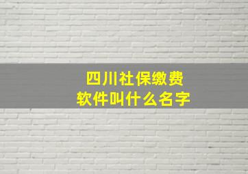 四川社保缴费软件叫什么名字