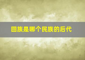 回族是哪个民族的后代