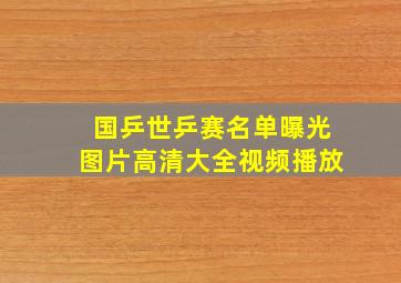 国乒世乒赛名单曝光图片高清大全视频播放