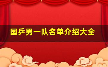 国乒男一队名单介绍大全