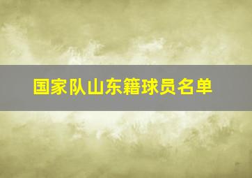 国家队山东籍球员名单