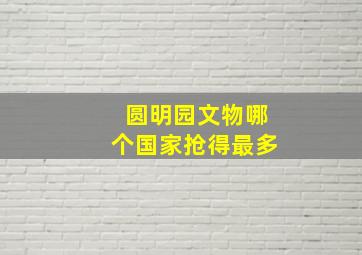 圆明园文物哪个国家抢得最多