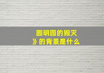 圆明园的毁灭》的背景是什么