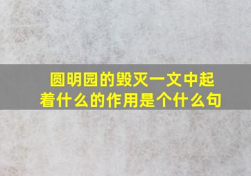 圆明园的毁灭一文中起着什么的作用是个什么句