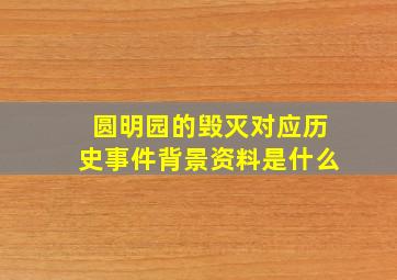 圆明园的毁灭对应历史事件背景资料是什么