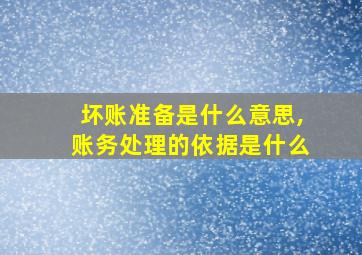 坏账准备是什么意思,账务处理的依据是什么