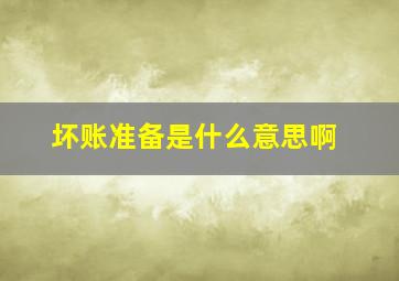 坏账准备是什么意思啊